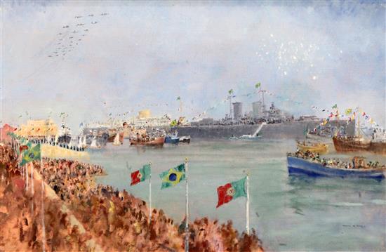 Francis Russell Flint (1915-1977) Naval Regatta 19 x 29in.